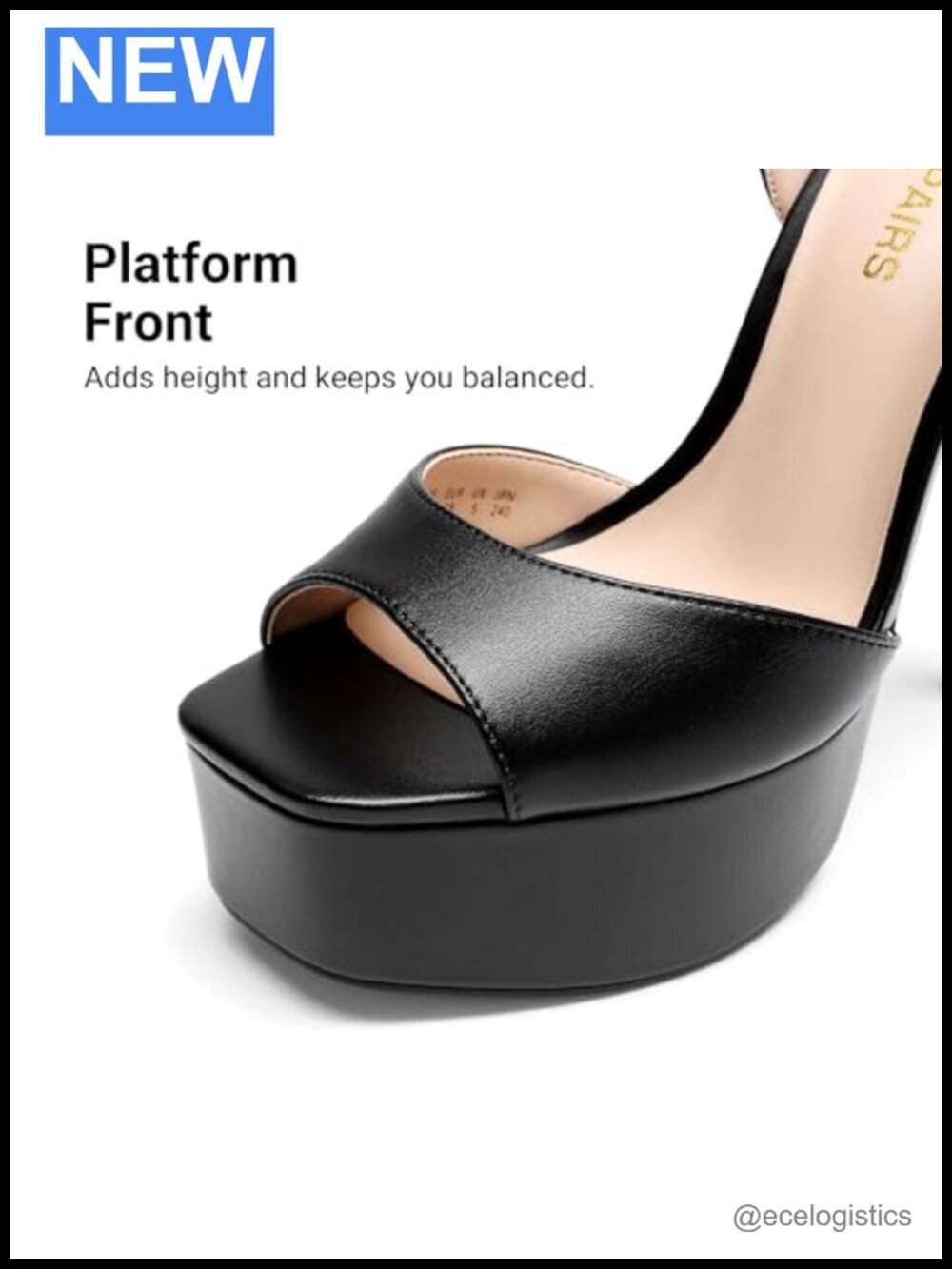 5.75'' Stiletto Heeled Sandals Platform Square Toe Ankle Strap Dress Shoes - Picture 5 of 6